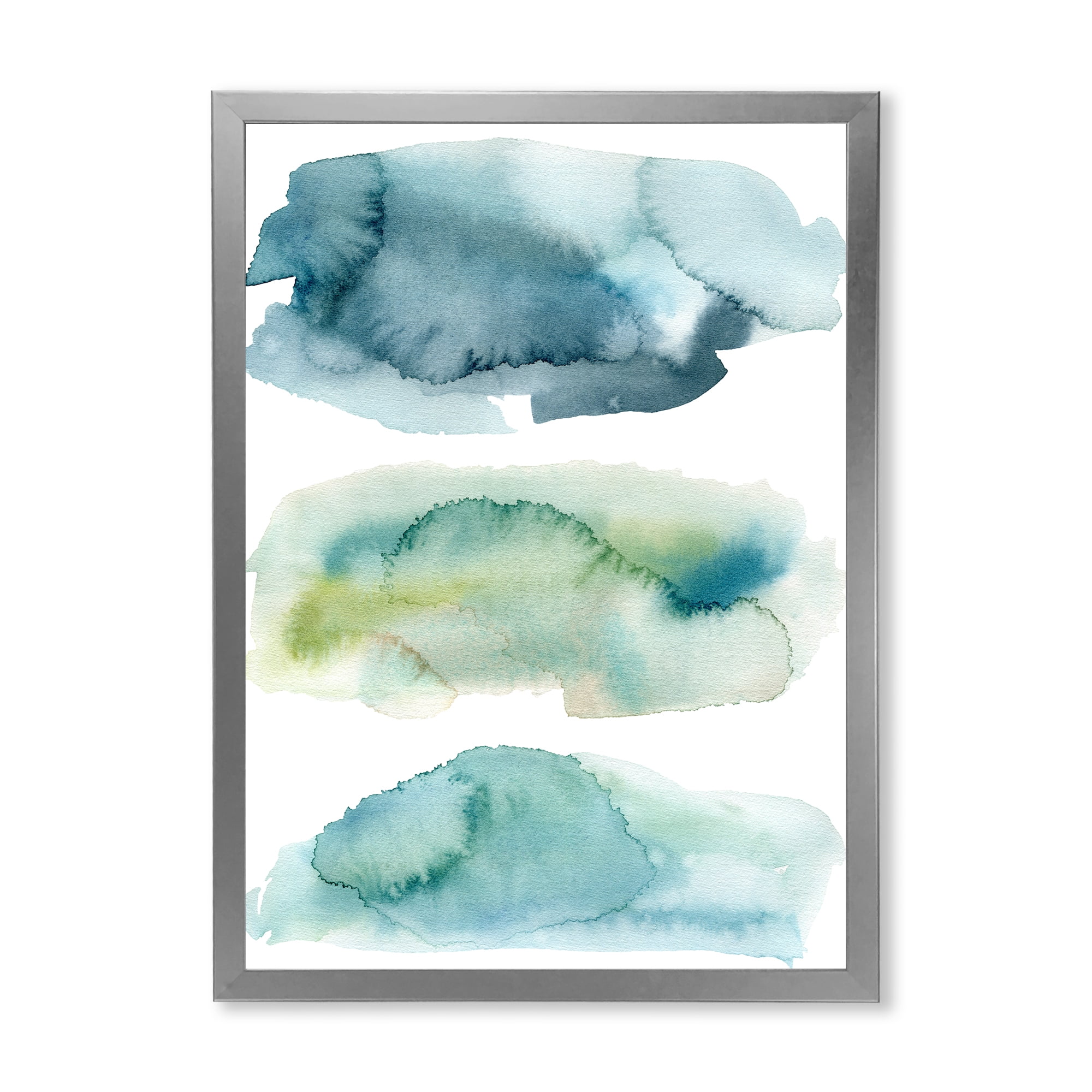 Designart 'Green and Blue Clouds' Modern Framed Art Print
