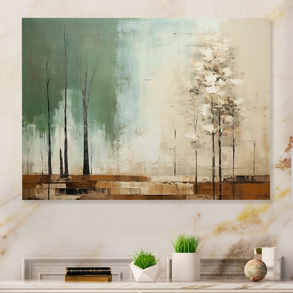 Designart "Green beige wild essence collage II In Green and Beige"Tachisme Metal Wall Art Green Modern Office Room Wall Art