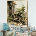 thumbnail image 1 of Designart "Greenish Hue Retro Motorcycle" Bicycle Floater Framed Wall Art Living Room, 1 of 5