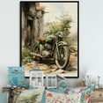 thumbnail image 1 of Designart "Greenish Hue Retro Motorcycle" Bicycle Floater Framed Wall Art Living Room, 1 of 5