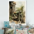 thumbnail image 1 of Designart "Greenish Hue Retro Motorcycle" Bicycle Picture Framed Wall Art Living Room, 1 of 5