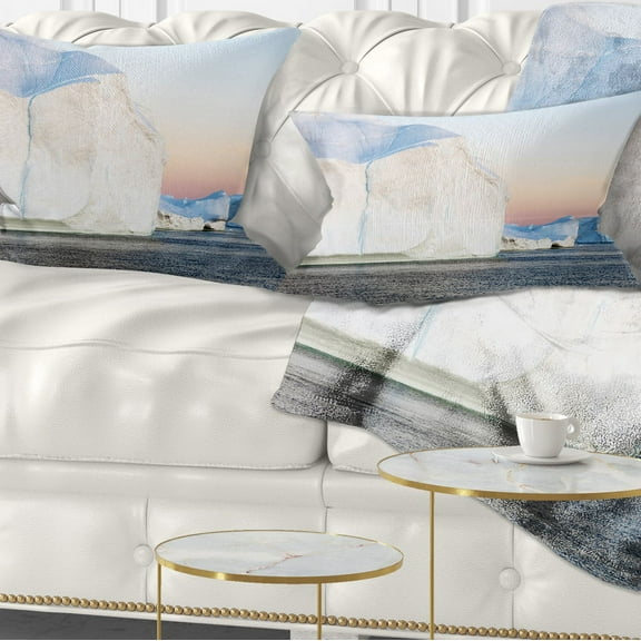 Designart Greenland Ices of Polar Regions - Modern Seashore Throw Pillow - 12x20