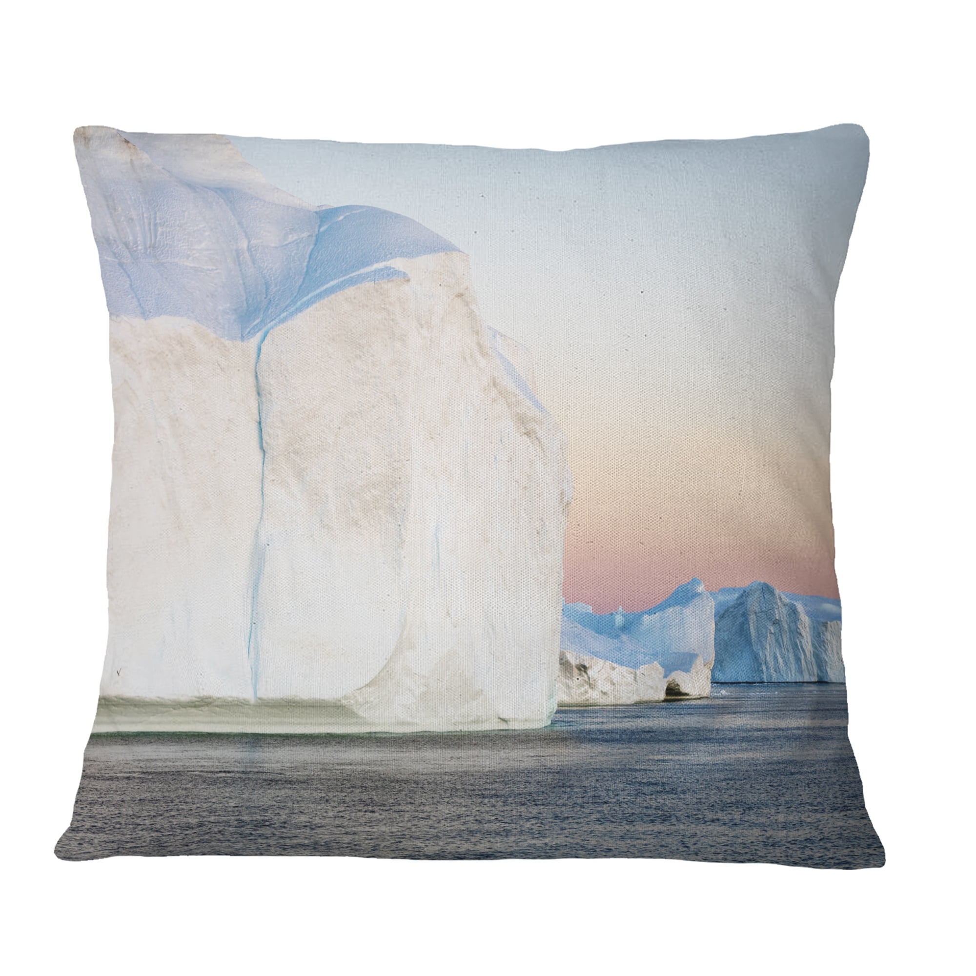 Designart Greenland Ices of Polar Regions - Modern Seashore Throw Pillow - 16x16