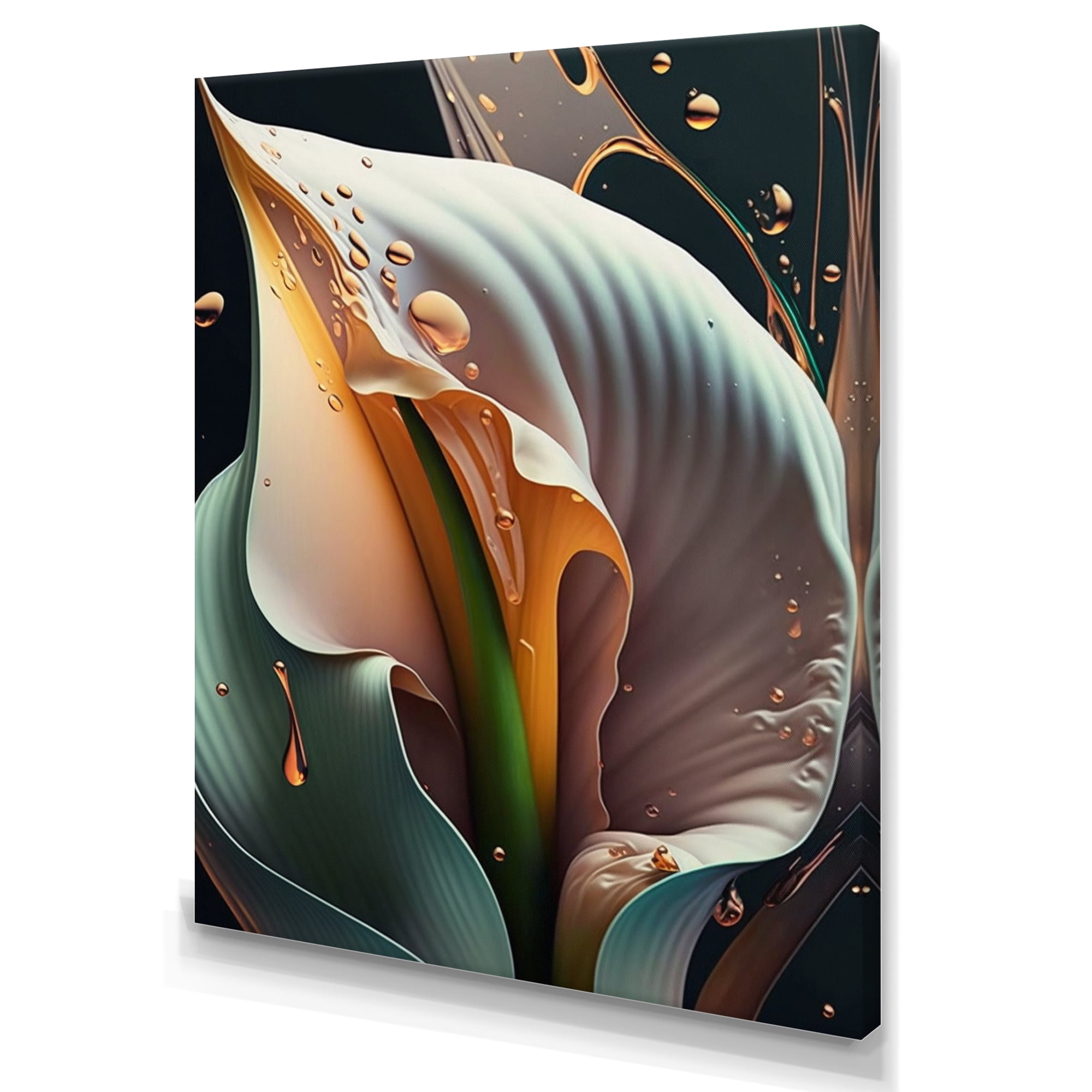 Designart Gren And White Calla Lily Flower I Canvas Wall Art