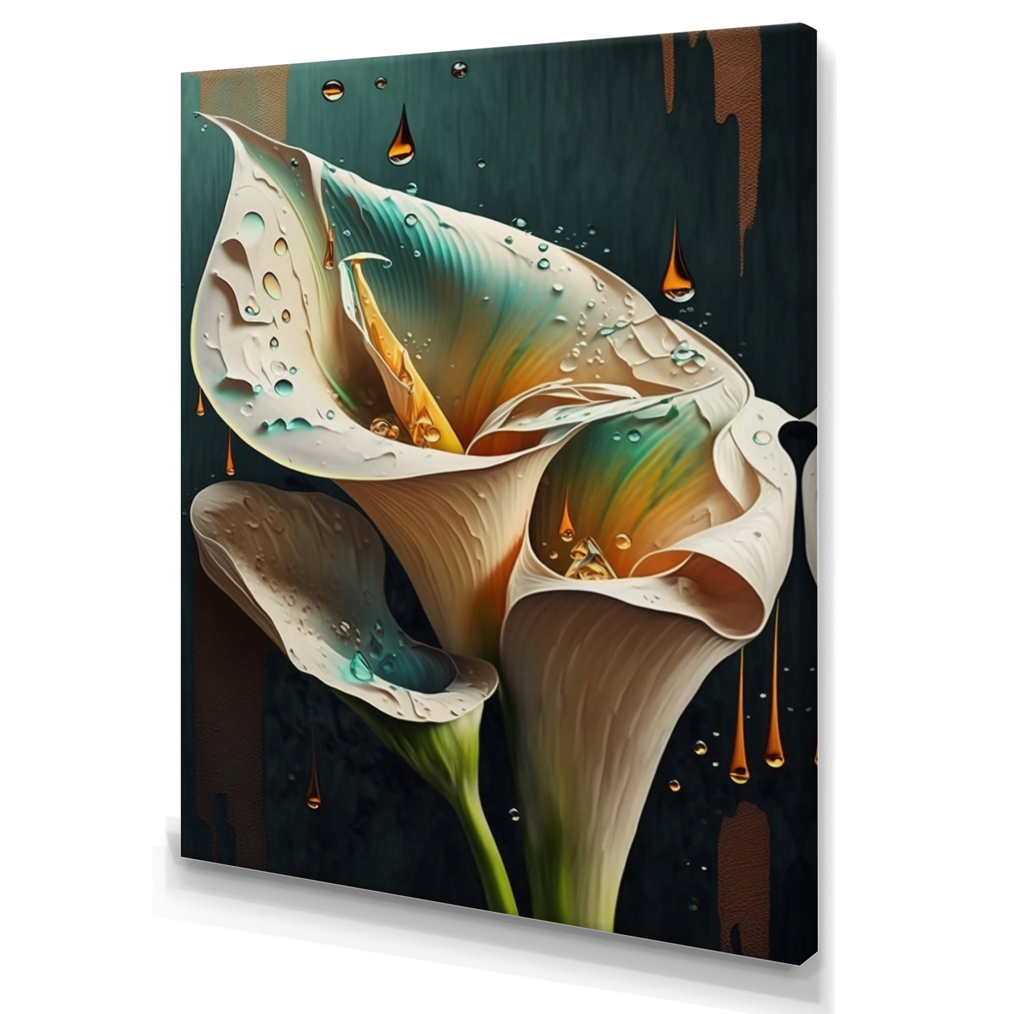 Designart Gren And White Calla Lily Flower III Canvas Wall Art