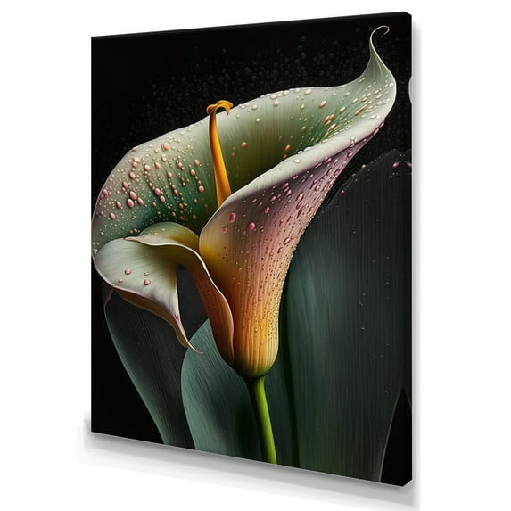 Designart Gren And White Calla Lily Flower V Canvas Wall Art