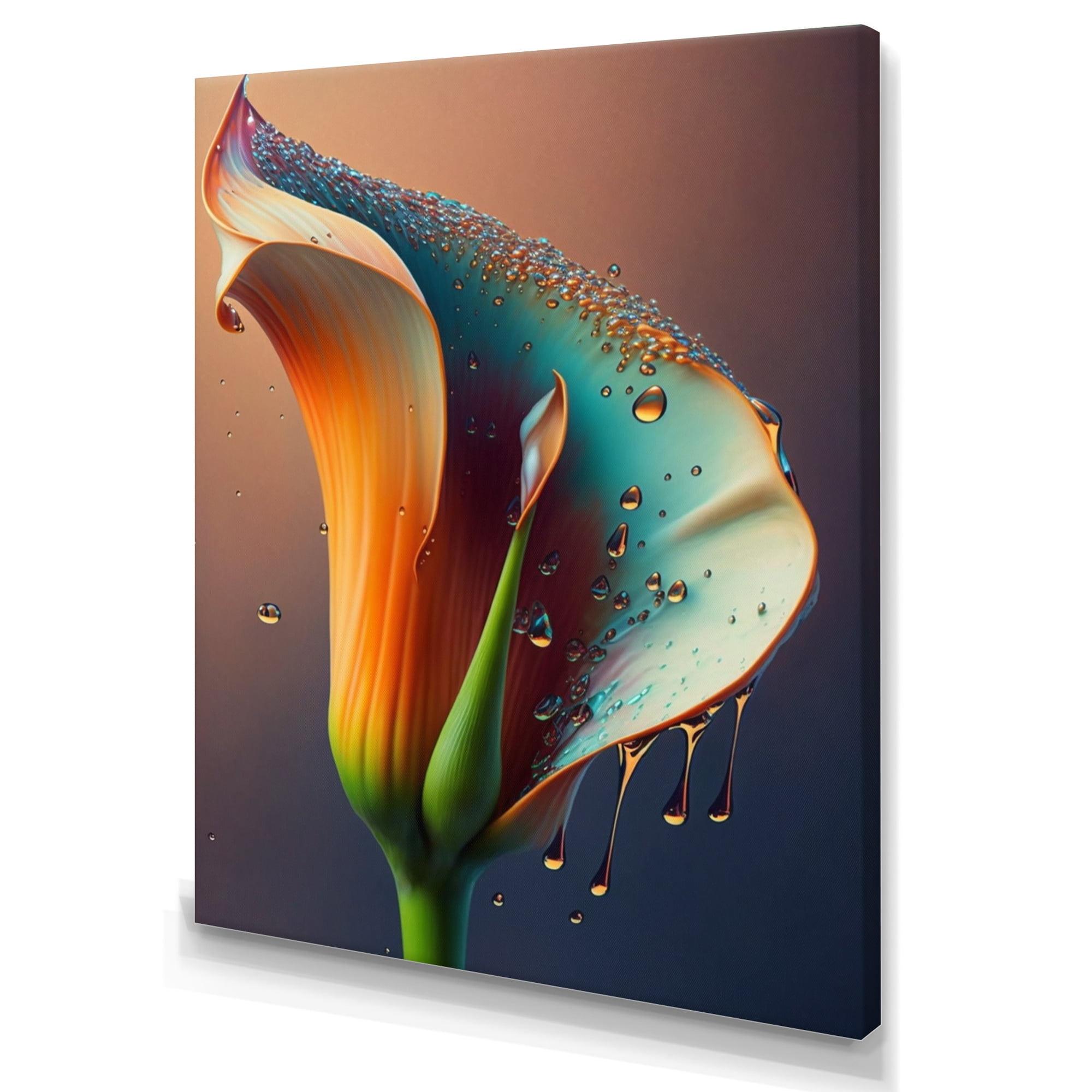 Designart Gren And White Calla Lily Flower VI Canvas Wall Art