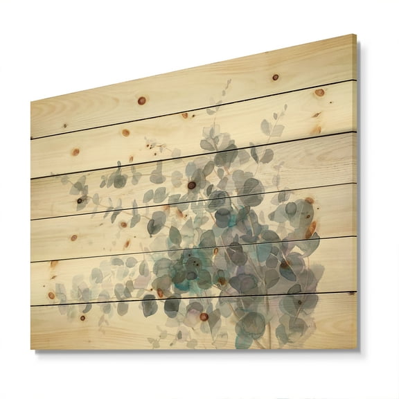 Designart 'Grey Abstract Flower II' Traditional Print on Natural Pine Wood