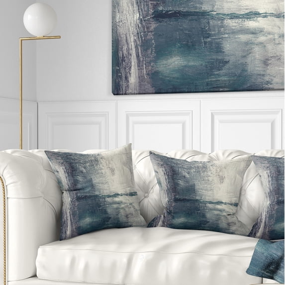 Designart Grey Abstract Pattern Oil Painting - Abstract Throw Pillow - 16x16