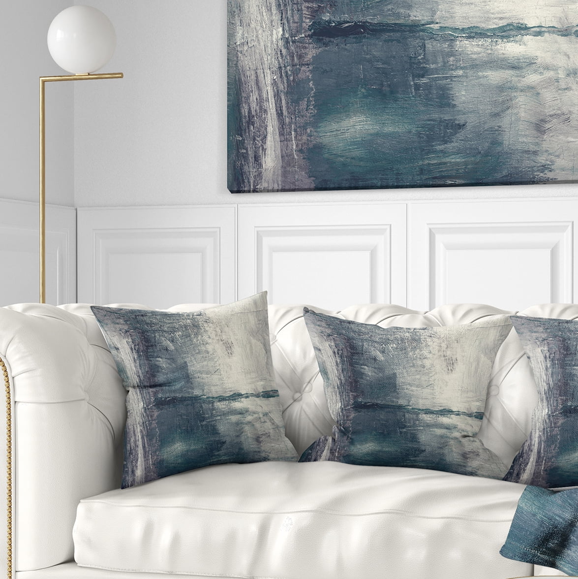 Designart Grey Abstract Pattern Oil Painting - Abstract Throw Pillow - 18x18