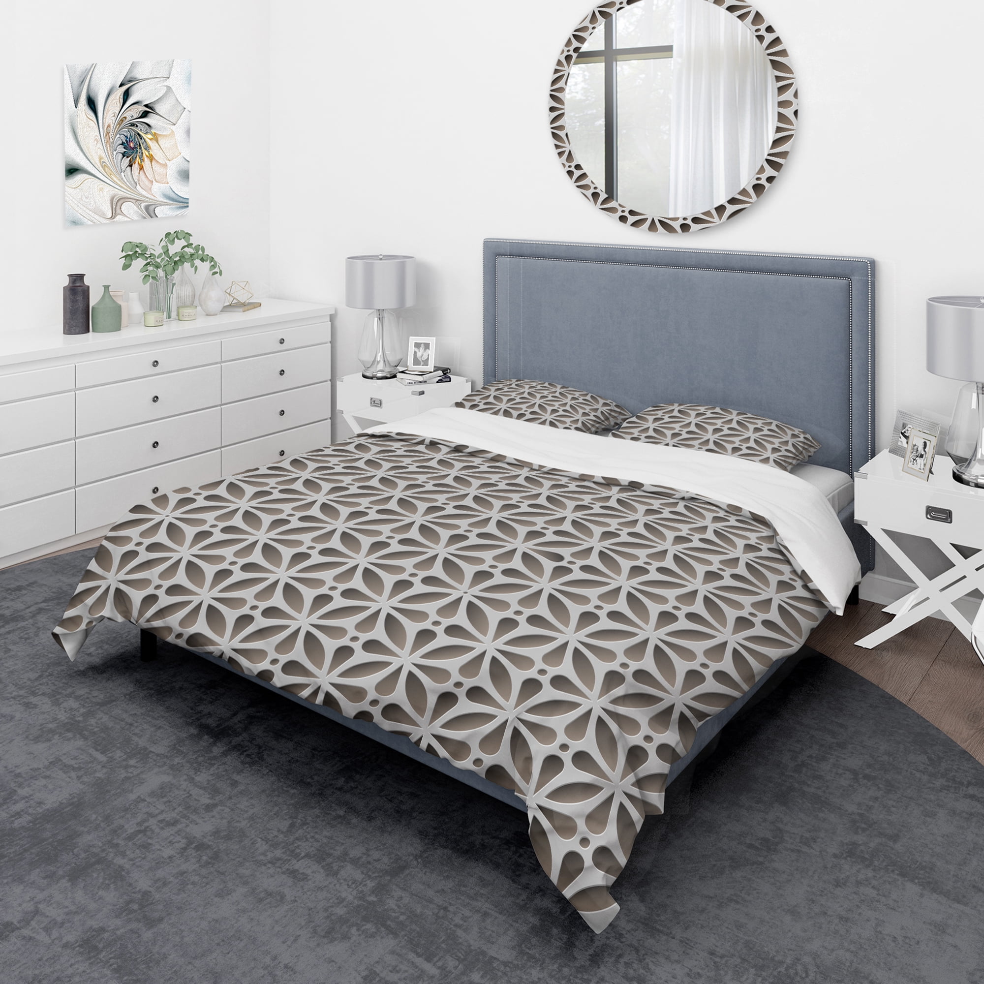 Designart 'Grey Abstract Pattern' Scandinavian Duvet Cover Set