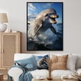 thumbnail image 1 of Designart "Grey Blue Dolphin Oceanic gracefulness I" Animals Floater Framed Canvas Print, 1 of 7