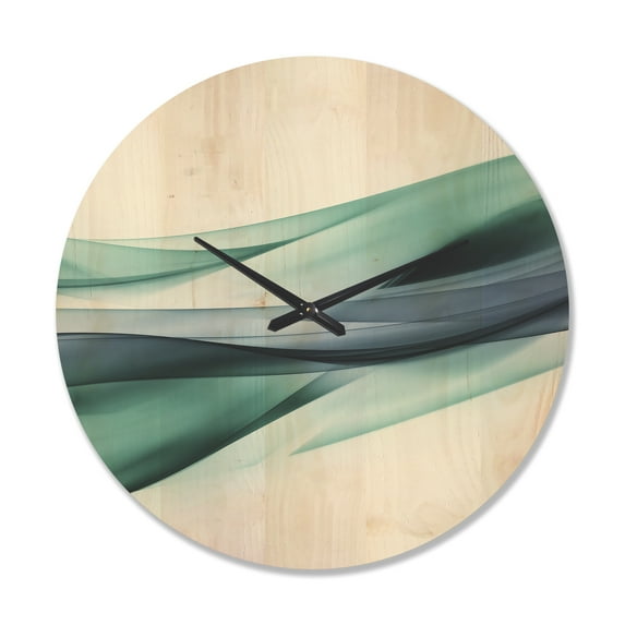 Designart 'Grey Blue Fractal Lines' Modern Wood Wall Clock