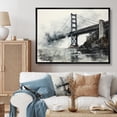 thumbnail image 1 of Designart "Grey Bridge City Suspension IV" Architecture Floater Framed Canvas Wall Art, 1 of 7