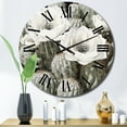 thumbnail image 1 of Designart "Grey Cactus gracefulness In Monochrome III" Floral Oversized Wall Clock, 1 of 5