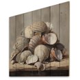 thumbnail image 1 of Designart "Grey Clam Coastal euphony I" Animals Print on Natural Pine Wood, 1 of 5