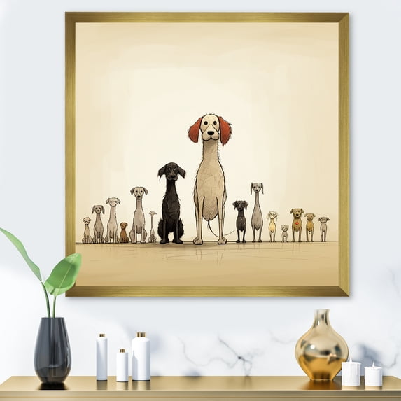 Designart "Grey Dog Nursery Art" Abstract Framed Wall Art Decor - Modern Grey Abstract Fractal Entryway Framed Wall Art