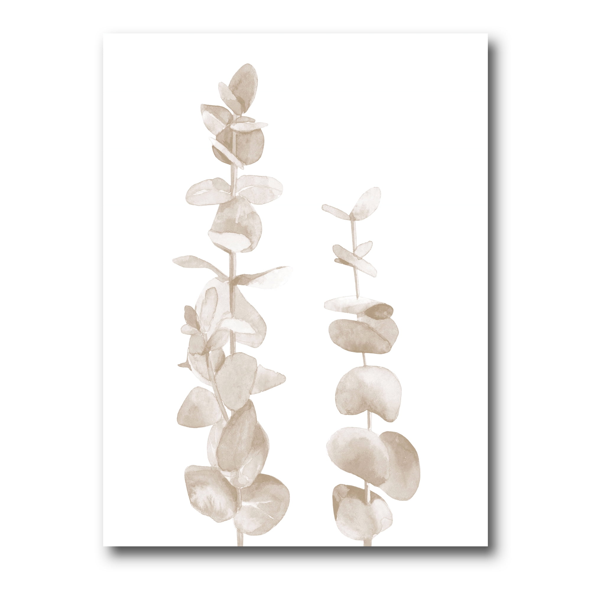 Designart ' Grey Eucalyptus Branches On White ' Traditional Canvas Wall Art Print