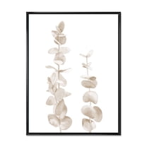 Designart 'Grey Eucalyptus Branches On White' Traditional Framed Canvas Wall Art Print