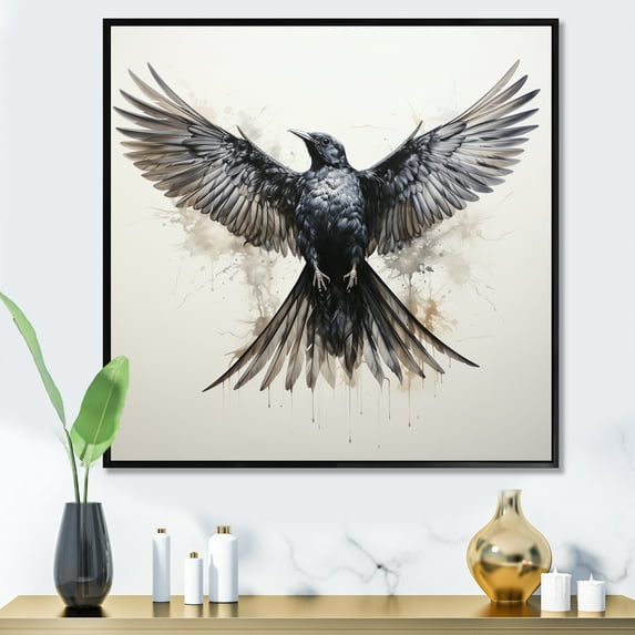 Designart "Grey Flight Of beauty II" Animals Floater Framed Canvas Art Print