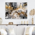 thumbnail image 1 of Designart "Grey Gold Delicate Abstract Brushstrokes IV" Abstract Marble Wall Decor, 1 of 5