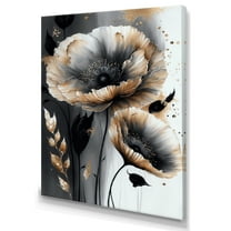 Designart Grey Gold Flower Bouquet VI Canvas Wall Art