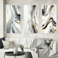 thumbnail image 1 of Designart "Grey Marble Waves in Geode II" Abstract Framed Wall Art Set Of 3 - Grey Modern Frame Canvas Set For Living Room Decor, 1 of 6