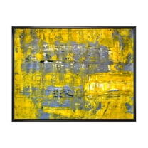 Designart 'Grey Meets Yellow Abstract Art I' Modern Framed Canvas Wall Art Print