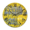 thumbnail image 1 of Designart 'Grey Meets Yellow Abstract Art I' Modern Wood Wall Clock, 1 of 5