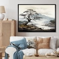 thumbnail image 1 of Designart "Grey Minimalism Tree Ink euphony" Landscape Trees Floater Framed Canvas Print, 1 of 7