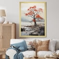 thumbnail image 1 of Designart "Grey Red Minimalism Tree silence II" Minimalism Floater Framed Wall Art Print, 1 of 7