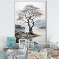 thumbnail image 1 of Designart "Grey Tree Monochrome Landscape I" Floral Floater Framed Canvas Art Print, 1 of 7