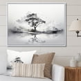 thumbnail image 1 of Designart "Grey White Minimalism Tree Ink euphony III" Floral Floater Framed Wall Decor, 1 of 7