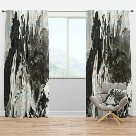 Designart 'Grey, White and White Marble Acrylic IX' Modern Curtain Panel