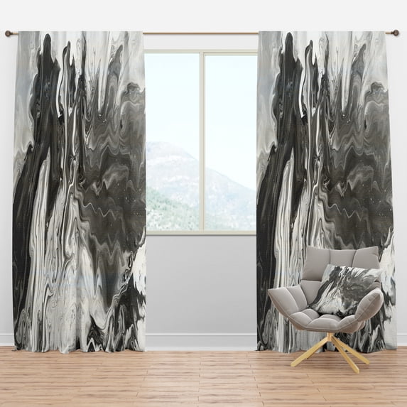 Designart 'Grey, White and White Marble Acrylic VI' Modern Blackout Curtain Panel
