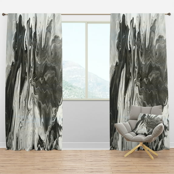 Designart 'Grey, White and White Marble Acrylic VI' Modern Curtain Panel