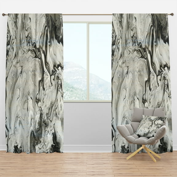 Designart 'Grey, White and White Marble Acrylic VIII' Modern Curtain Panel