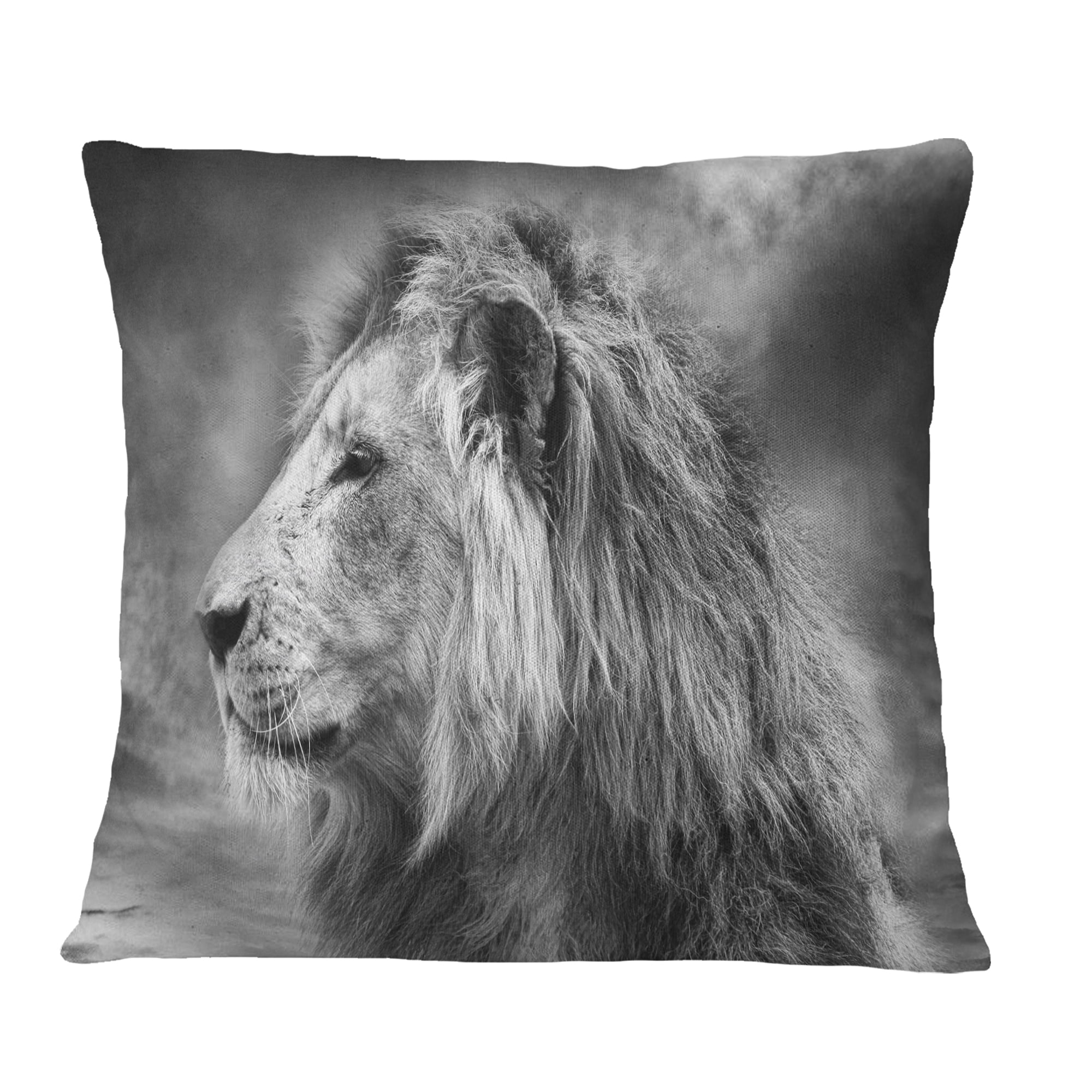 Designart Grey Wild African Lion - Animal Throw Pillow - 18x18