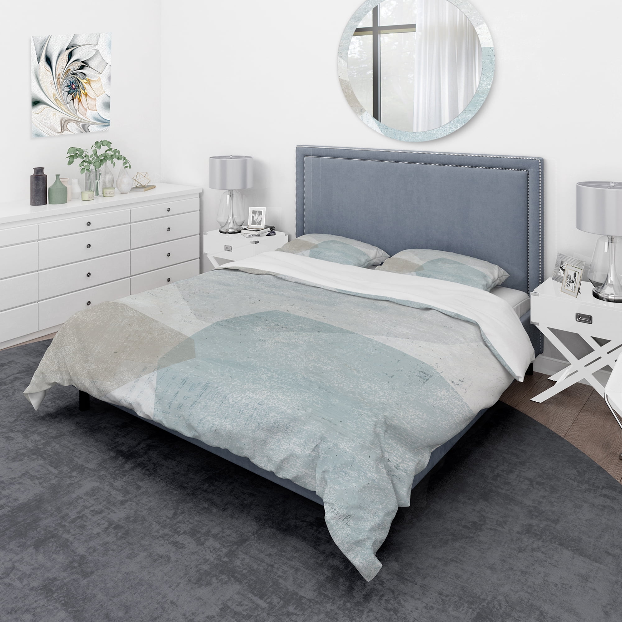 Designart 'Grey and White Collage II' Geometric Duvet Cover Set
