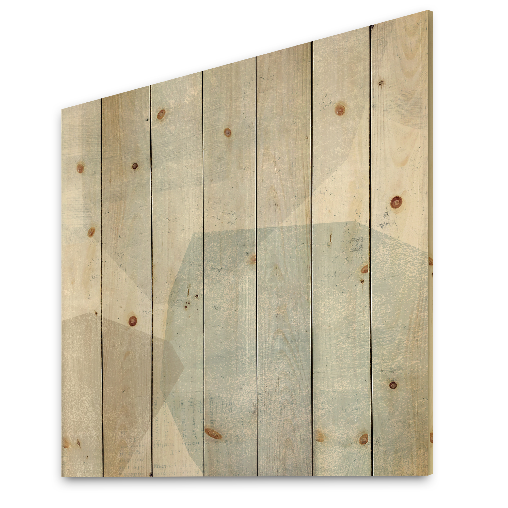 Designart 'Grey and White Collage II' Modern & Contemporary Print on Natural Pine Wood