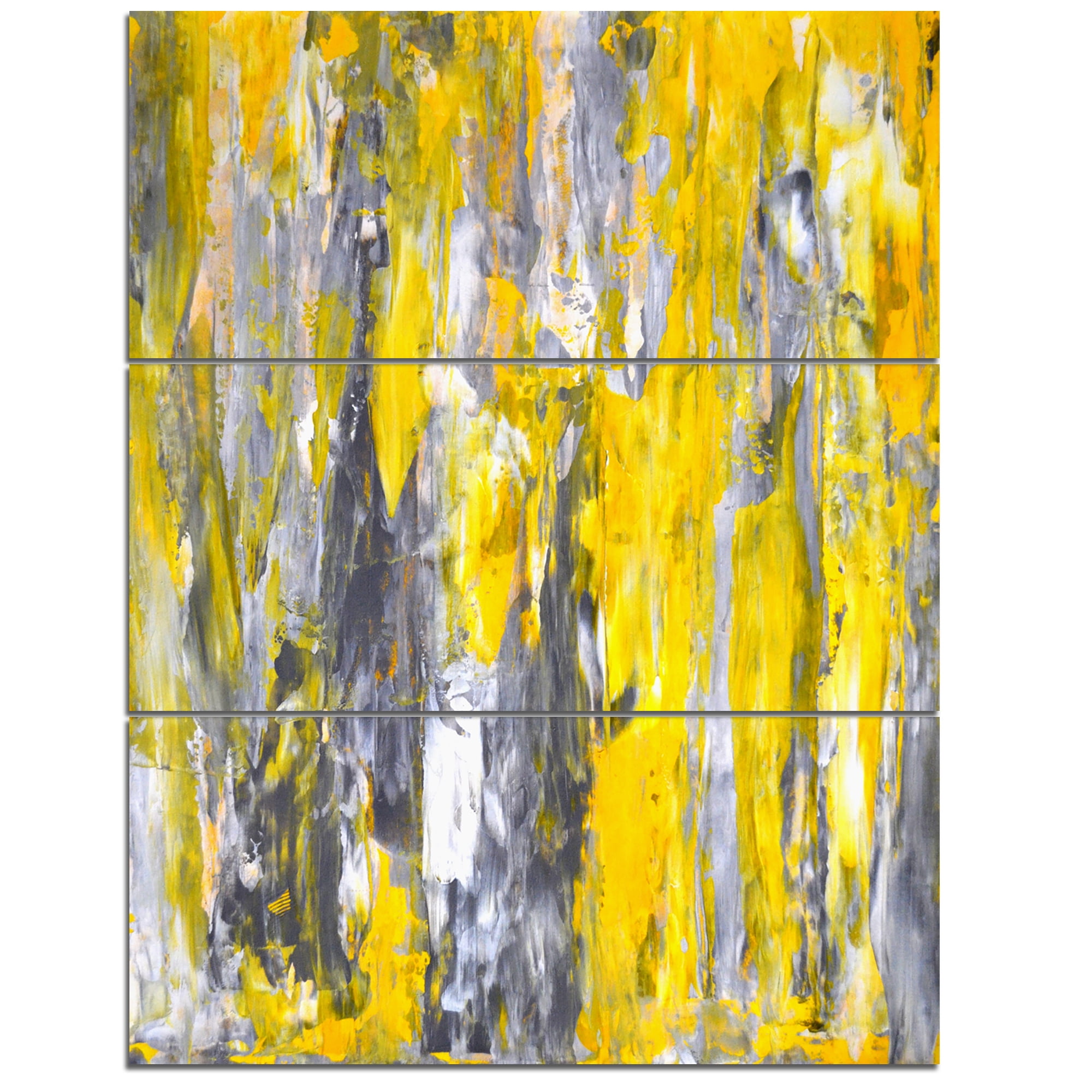 Large Yellow and Gray Abstract Canvas Art Print