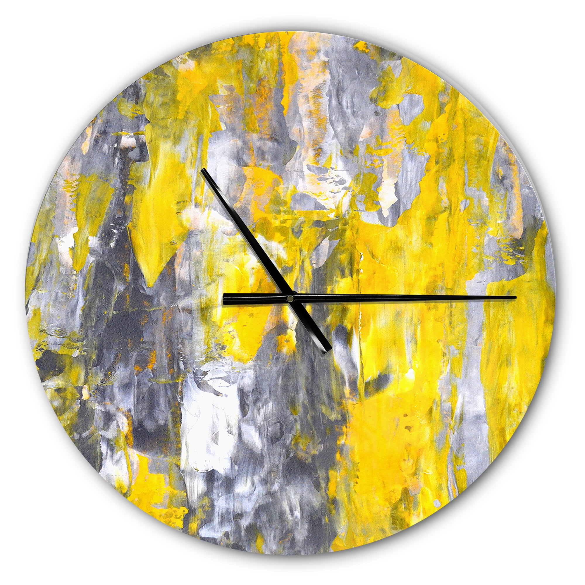 Designart 'Grey and Yellow Abstract Pattern ' Modern Wall Clock