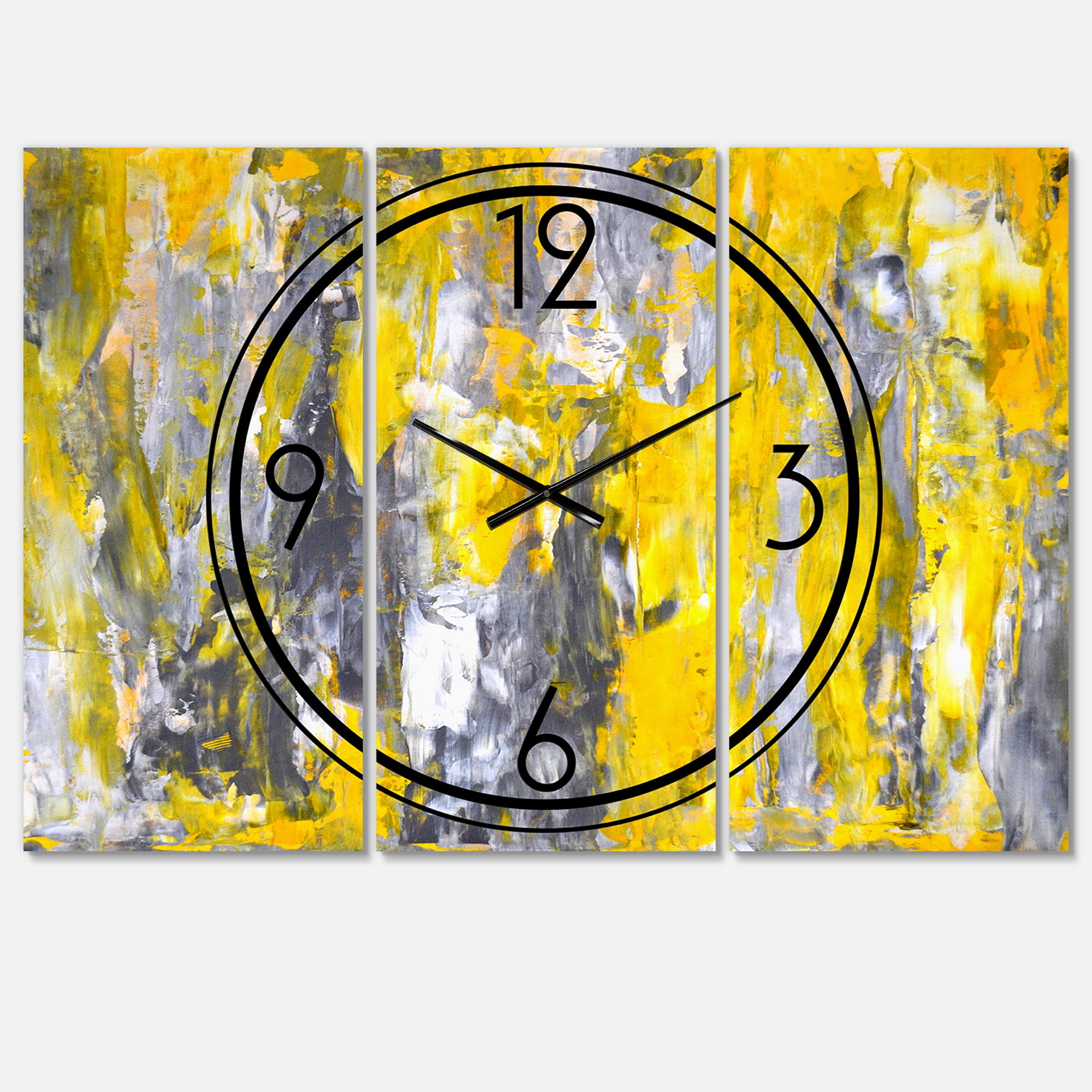Designart 'Grey and Yellow Abstract Pattern' Modern wall clock