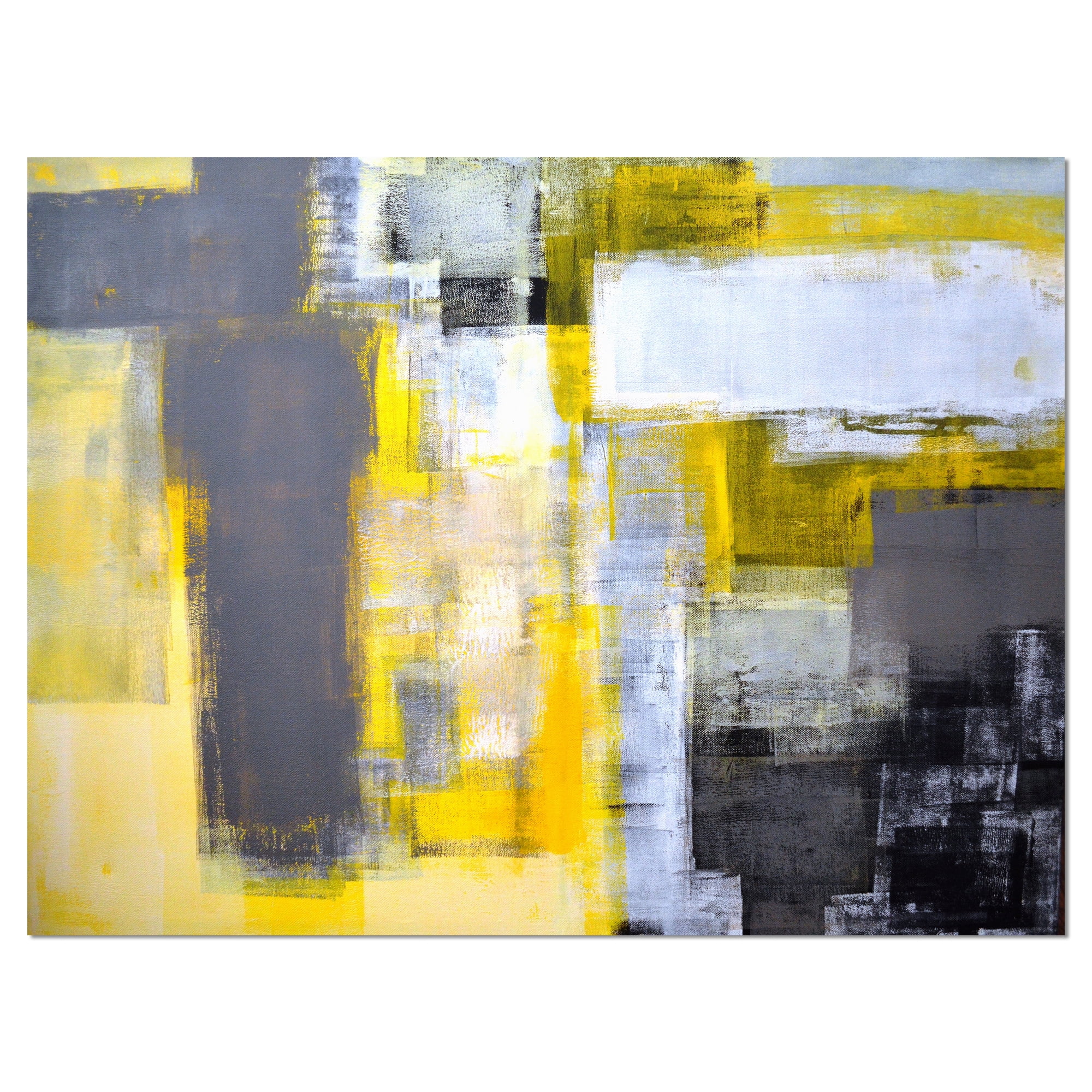 Designart 'Grey and Yellow Blur Abstract ' Abstract Canvas Art Print