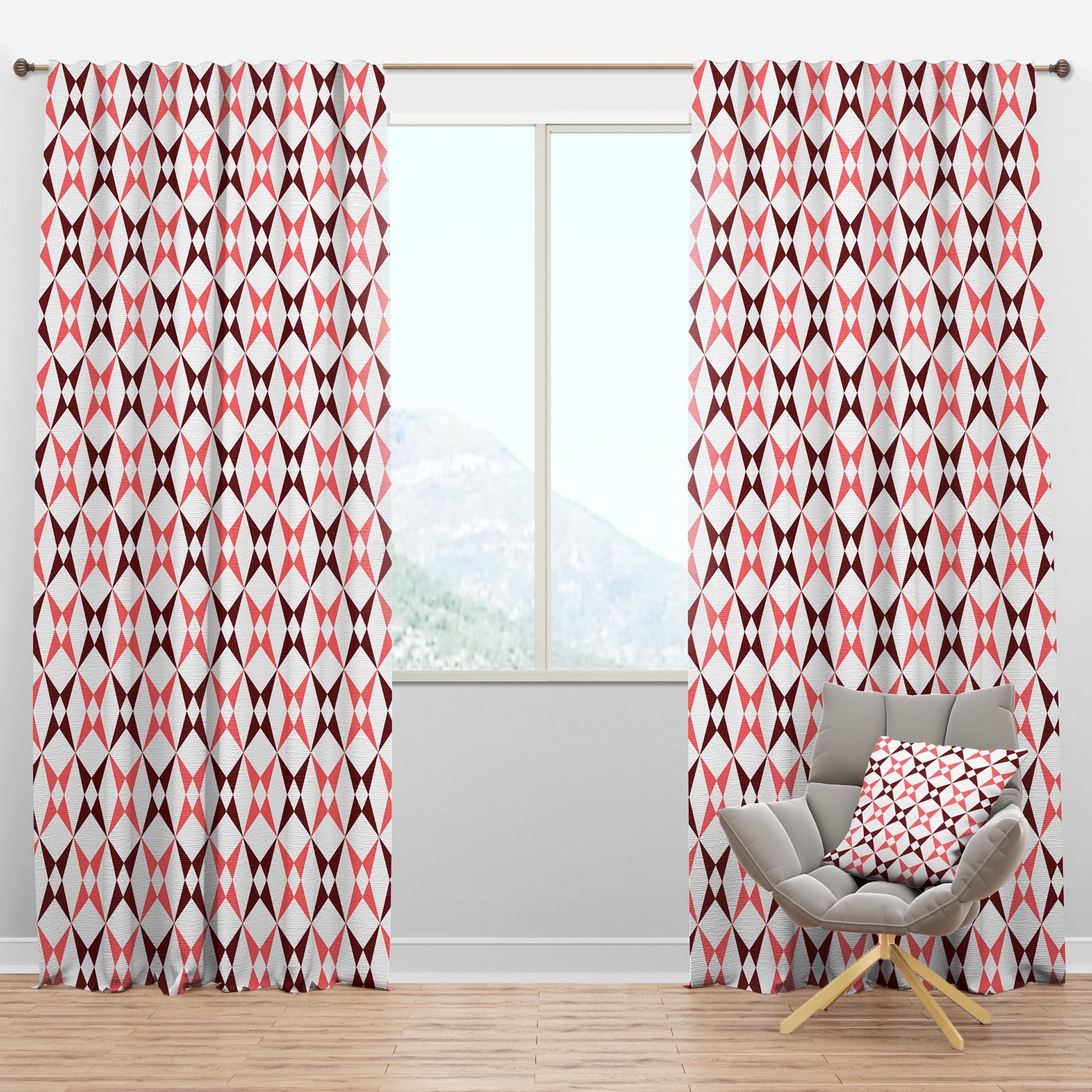 Designart 'Grid Retro Pattern I' Mid-Century Modern Blackout Curtain Panel