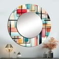 thumbnail image 1 of Designart "Gridlock Of Geometric Patterns In Green And Pink II" Geometric Rund Mirror For Wall Decor - Large Black Round Printed Mirror -Modern Round Living Room Mirror - 23" x 23", 1 of 6