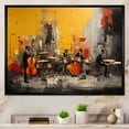 thumbnail image 1 of Designart "Groovy Jazz Band Melodies" Music Framed Wall Art - Traditional Yellow Music Jazz Hallway Framed Wall Art Decor, 1 of 6