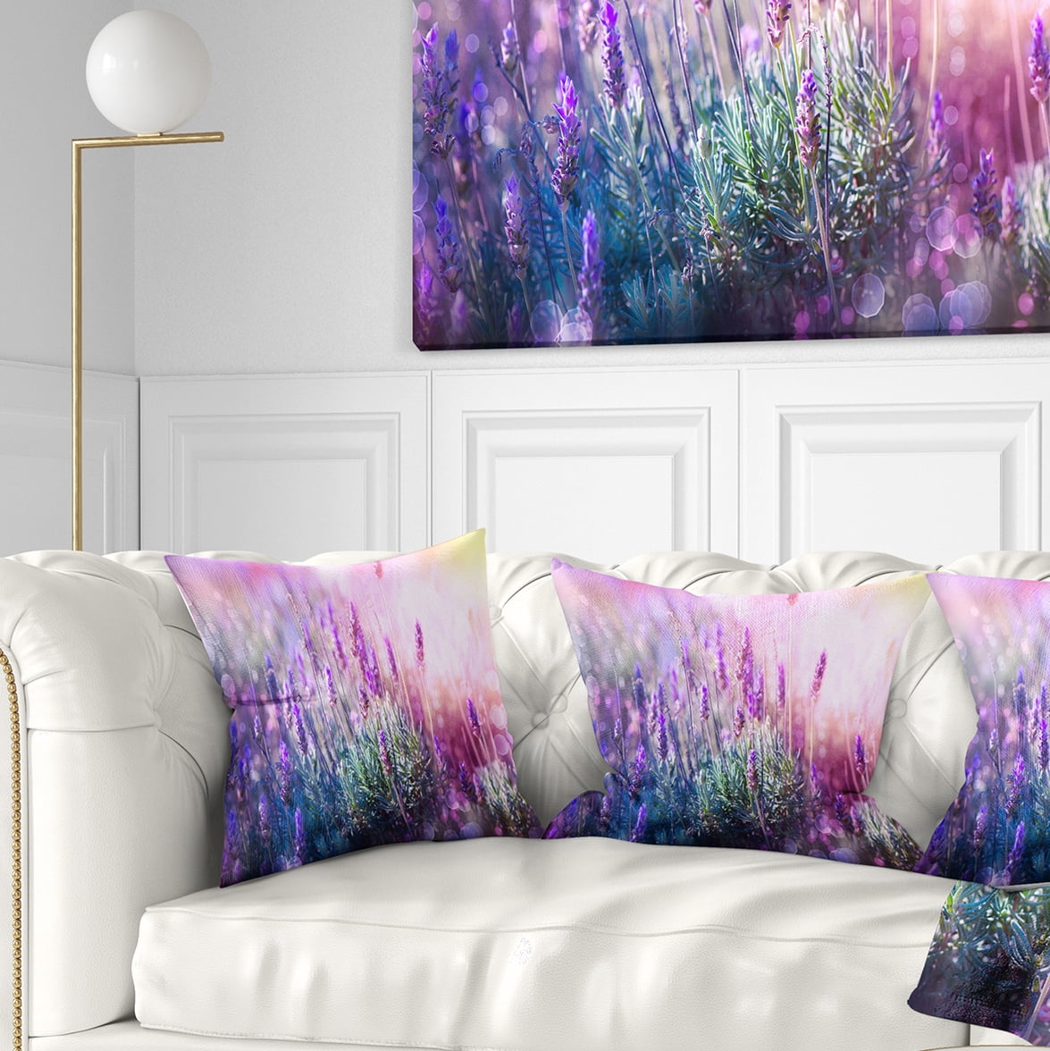 Designart Growing and Blooming Lavender - Floral Throw Pillow - 16x16