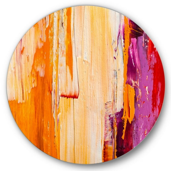 Designart 'Grunge Brown Abstract' Modern Circle Metal Wall Art 36x36 - Disc of 36