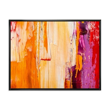 Designart 'Grunge Brown Abstract' Modern Framed Canvas Wall Art Print